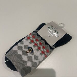 Vivienne Westwood Gray and Red Argyle Socks